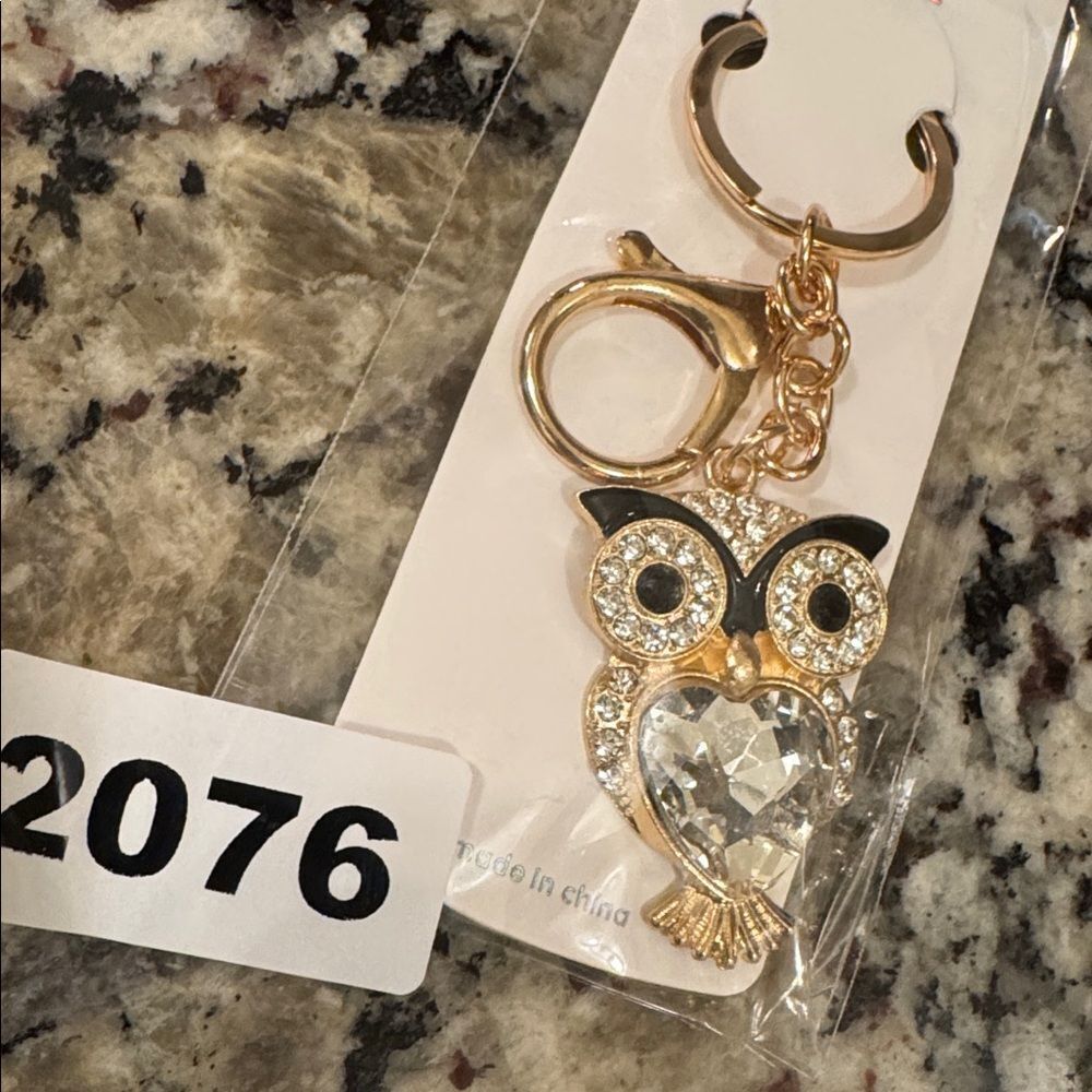 2076 Rhinestone, Owl Key Ring & Bag Charm